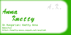 anna kmetty business card